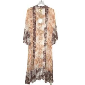 Muche et Muchette OS NEW Anthro Tan Long Ruffle Duster Topper Kimono